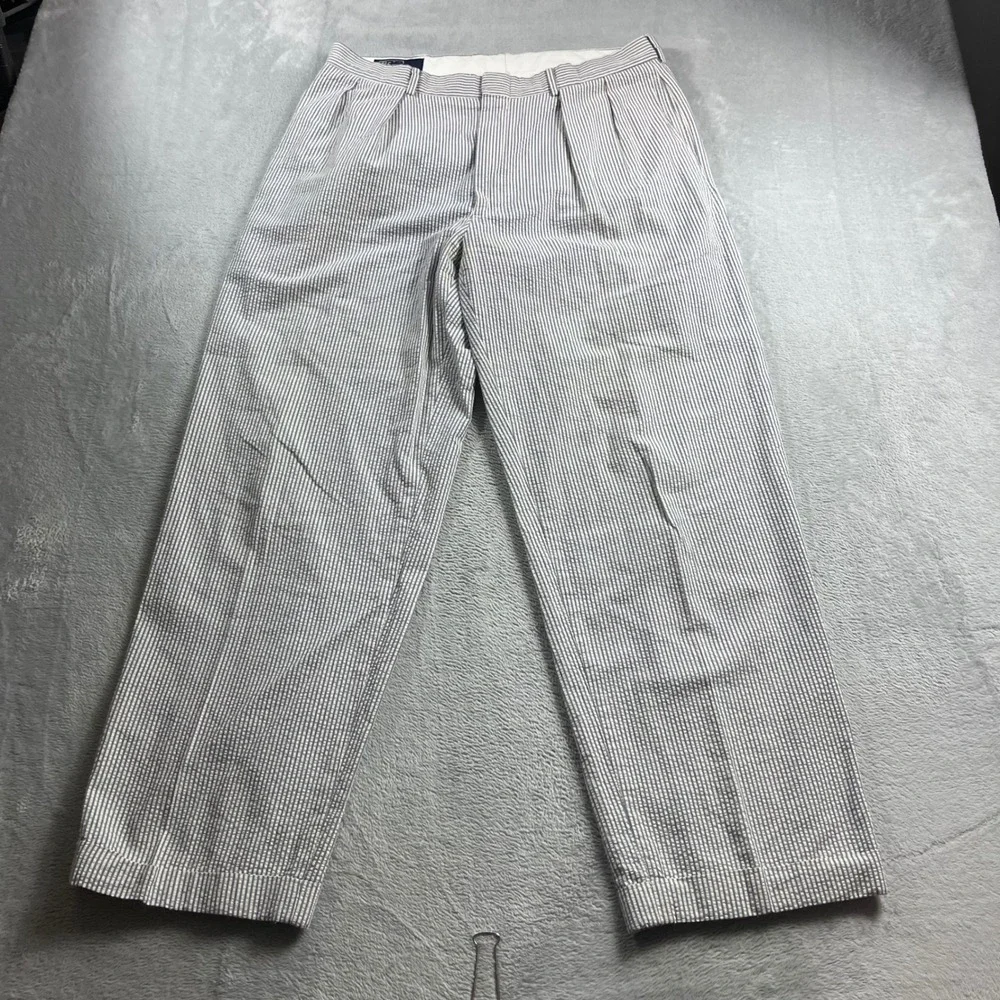 Polo Ralph Lauren Mens 34x34 Blue Seersucker Pleated Pants 4820809RG